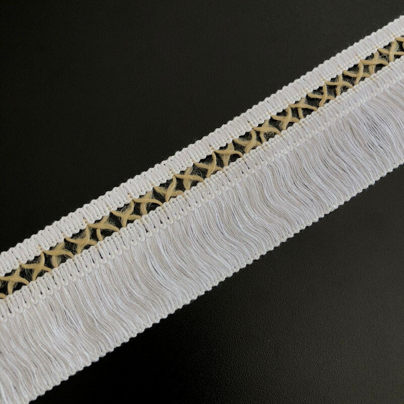 Franja Off White com Ponto Palito Trançado - 5 cm 